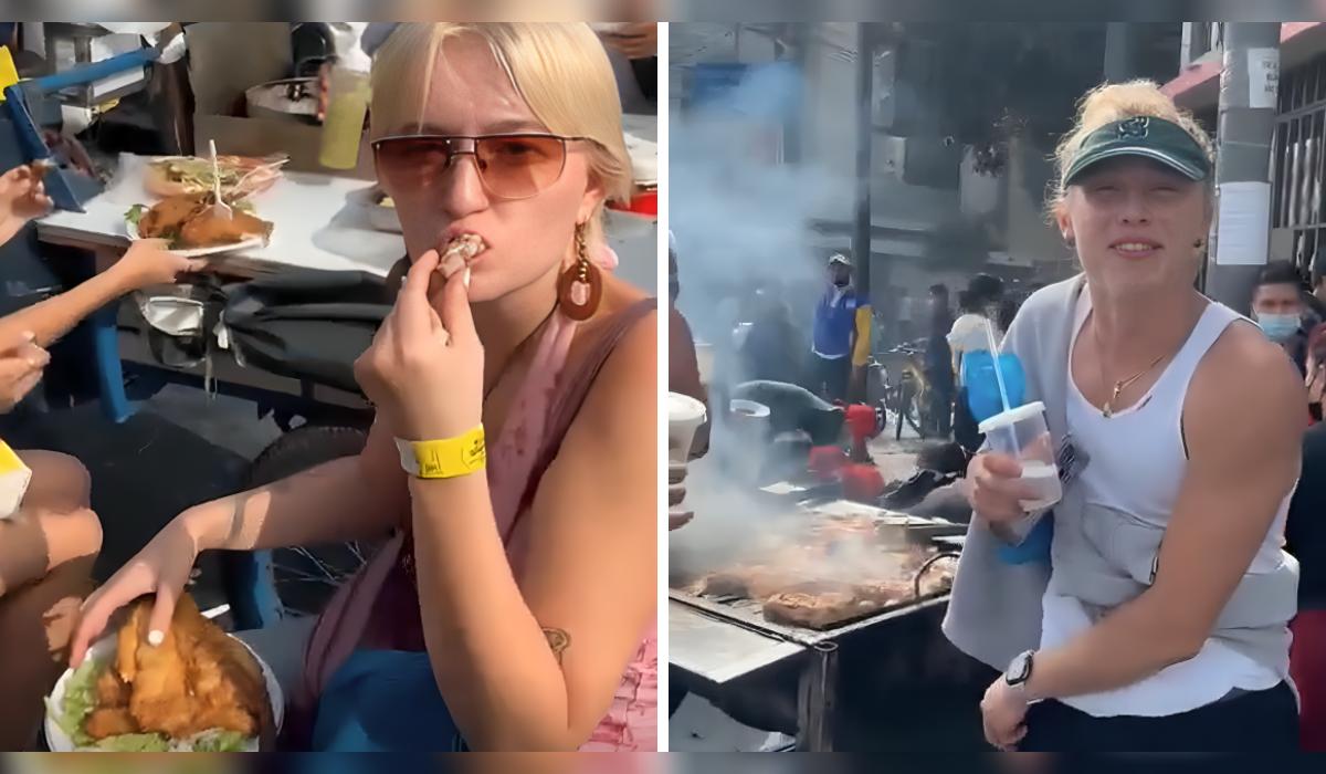 Extranjeros degustan comida al paso.