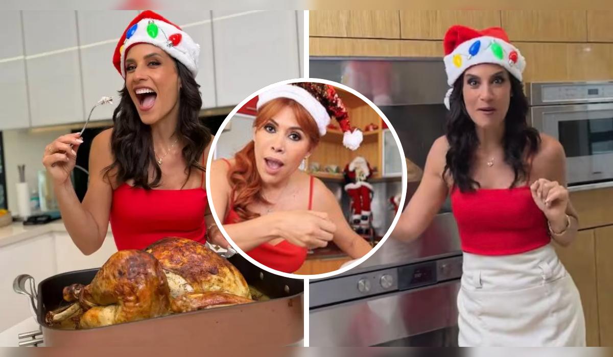 Pía Copello se animó a preparar pavo navideño inspirado en una receta de Magaly Medina y compartió todo el proceso en redes.