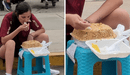 Hincha de la “U” causa asombro al comer un megachaufa frente al Monumental