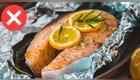 papel aluminio símbolo error pescado con naranja