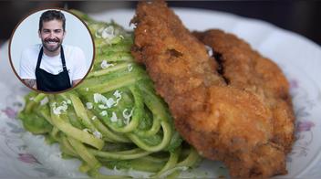 Tallarines verdes con bistec apanado de Luciano Mazzetti: receta fácil y rápida