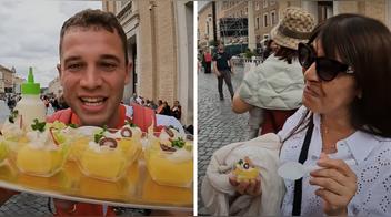 Tiktoker invita a probar causa limeña a turistas en el Vaticano y quedan encantados: “Con razón Perú tiene la mejor gastronomía”