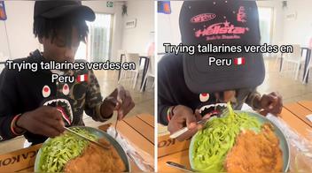 Joven de Estados Unidos prueba tallarines verdes por primera vez en Perú y queda cautivado: "This is so good"