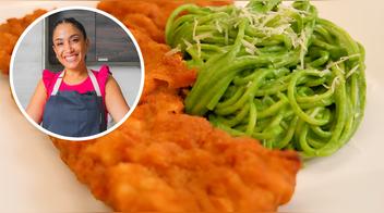 Los deliciosos tallarines verdes con bistec apanado de Nelly Rossinelli: Receta fácil