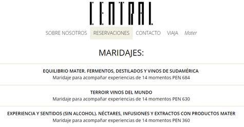 Maridajes para complementar la experiencia de cada nivel.     Maridajes para complementar la experiencia de cada nivel.