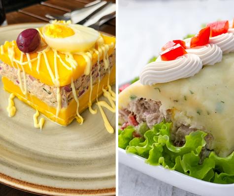 Causa limeña y rollo de atún.    Causa limeña y rollo de atún.