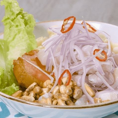 Ceviche de pescado lenguado.   