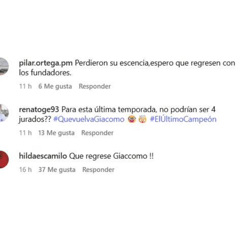 Comentarios de los seguidores de "El Gran Chef Famosos". Comentarios de los seguidores de "El Gran Chef Famosos".