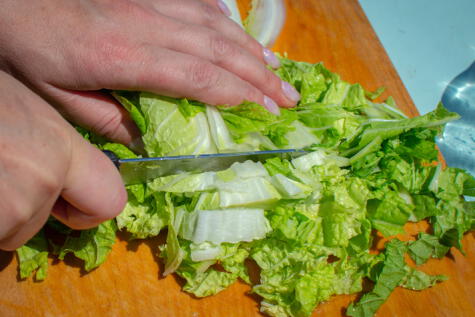 No cortes la lechuga con el cuchillo porque puede perder su sabor.   