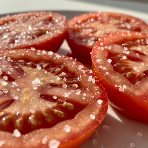 Usa la sal en el tomate para realzar su sabor.   