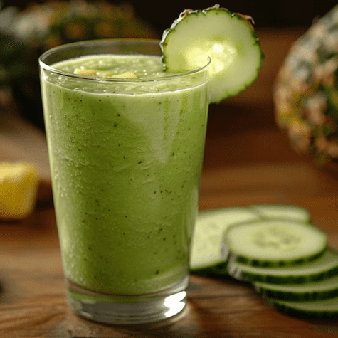 El jugo de pepino tiene vitaminas y antioxidantes.   