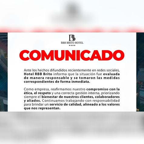 Comunicado de Hotel RBB Brito. Comunicado de Hotel RBB Brito.