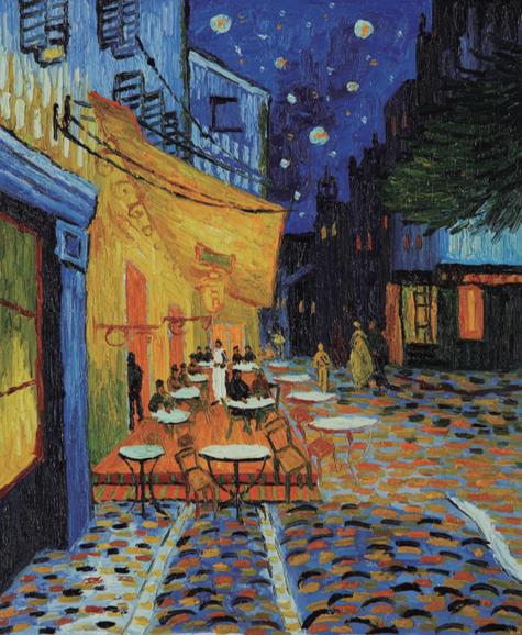 Terraza de café por la noche del pintor Vincent Van Gogh. Representa un café de la Place du Forum en Arlés, Francia, a fines del siglo XIX. Terraza de café por la noche del pintor Vincent Van Gogh. Representa un café de la Place du Forum en Arlés, Francia, a fines del siglo XIX.
