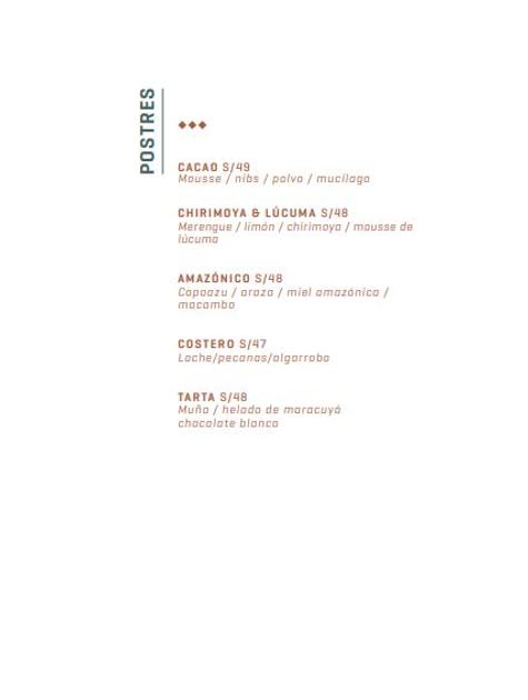 Carta de restaurante de Mayta: postres Carta de restaurante de Mayta: postres