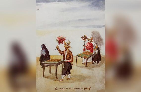 Acuarela de turroneros del siglo XIX, retratados por el pintor costumbrista Pancho Fierro (1809-1879).    