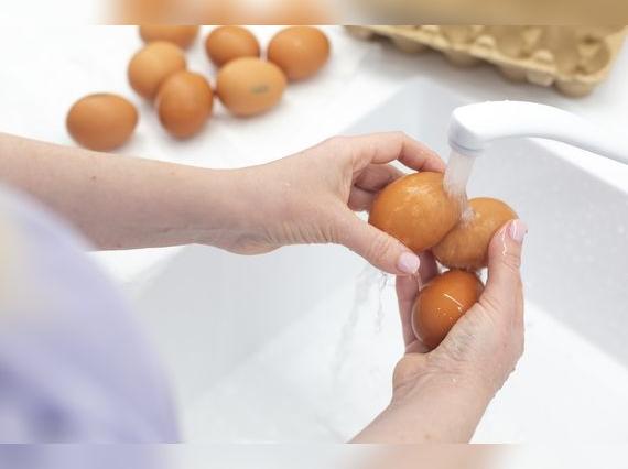No laves los huevos ya que la cáscara cuenta con una capa protectora que evita el ingreso de bacterias.    