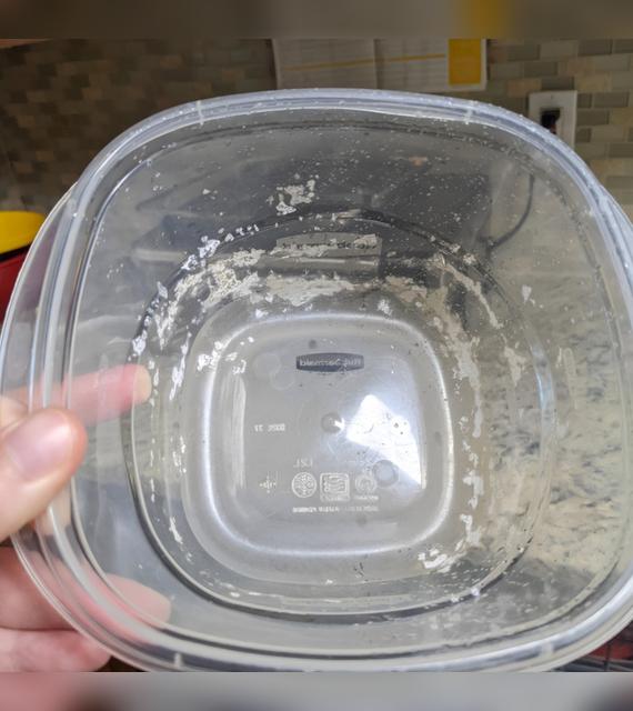 Desecha de inmediato los tuppers con grietas y manchas blancas.   