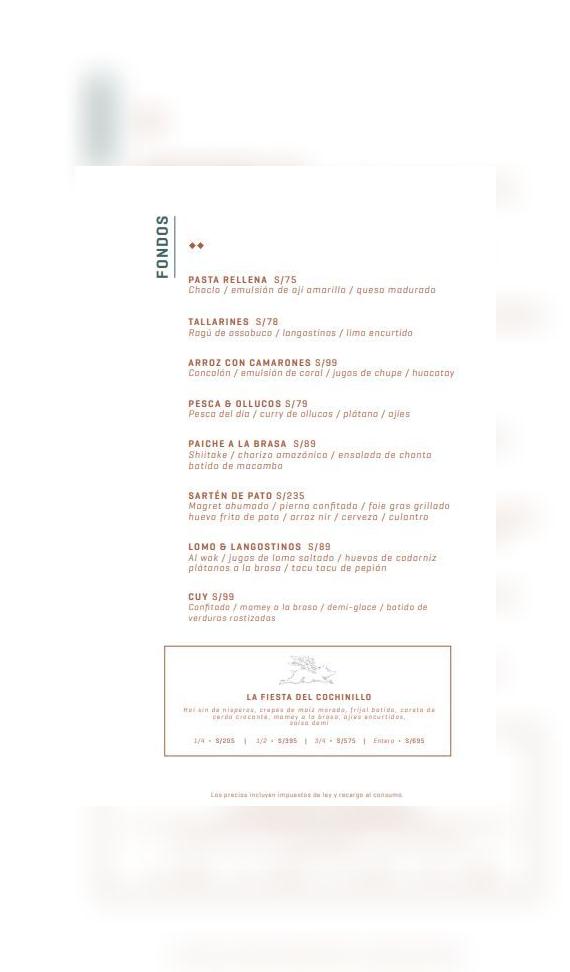 Carta de restaurante de Mayta: platos de fondo   