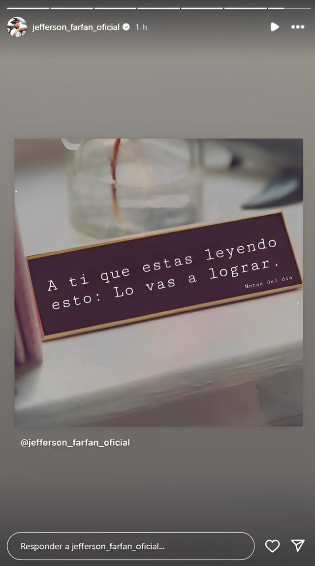 Historia de Jefferson Farfán en Instagram.   