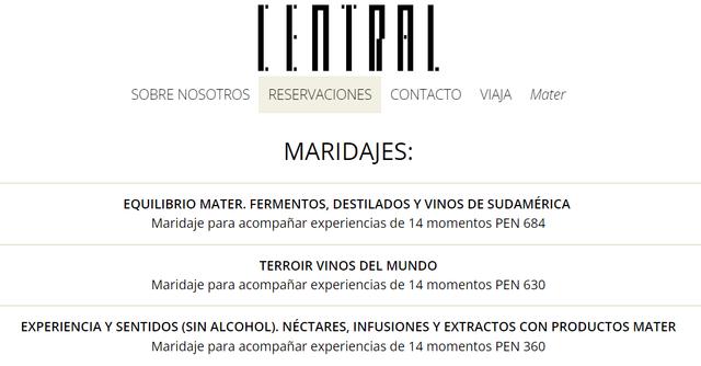 Maridajes para complementar la experiencia de cada nivel.    