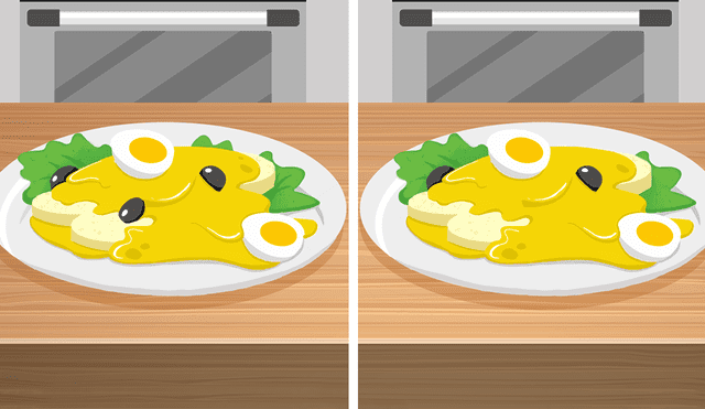 Encuentra las 7 diferencias entre los dos platos de papa a la huancaína Encuentra las 7 diferencias entre los dos platos de papa a la huancaína