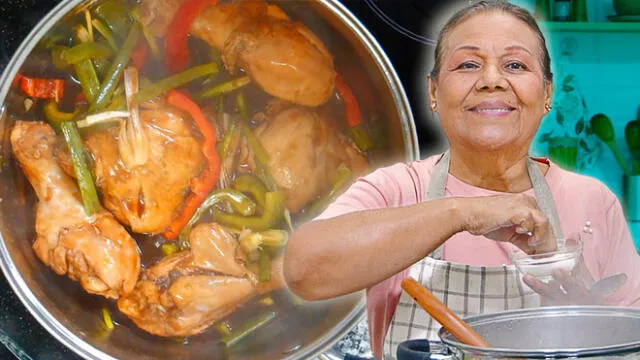 Olla preparando pollo al sillao con la señora Irene Gamboa