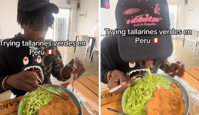 Joven estadounidense queda fascinando al probar los tallarines verdes. Foto: Buenazo / Tiktok Joven estadounidense queda fascinando al probar los tallarines verdes. Foto: Buenazo / Tiktok