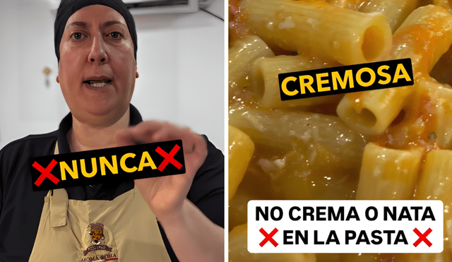 Chef italiana explica la forma correcta para obtener una pasta cremosa. Foto: Buenazo / Tiktok Chef italiana explica la forma correcta para obtener una pasta cremosa. Foto: Buenazo / Tiktok
