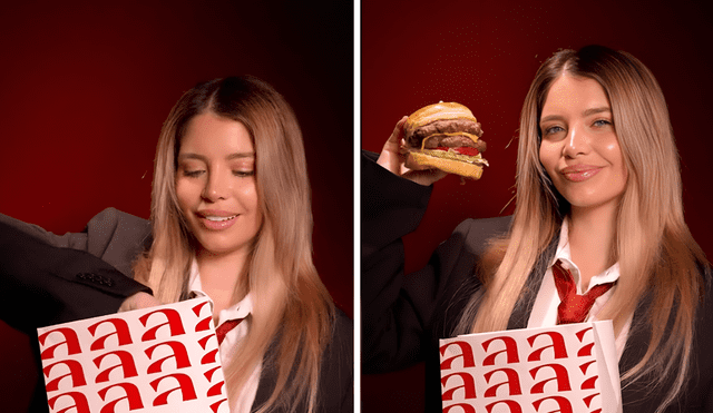 Flavia Laos no prueba hamburguesa en comercial de comida rápida. Flavia Laos no prueba hamburguesa en comercial de comida rápida.
