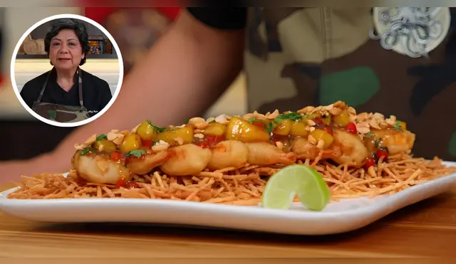 Langostinos rebozados con salsa thai de piña: receta de Pati Chong
