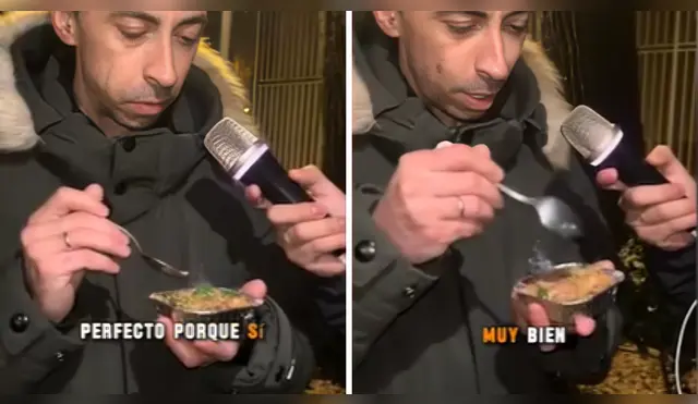 Joven brasileño degusta plato peruano por primera vez. Joven brasileño degusta plato peruano por primera vez.