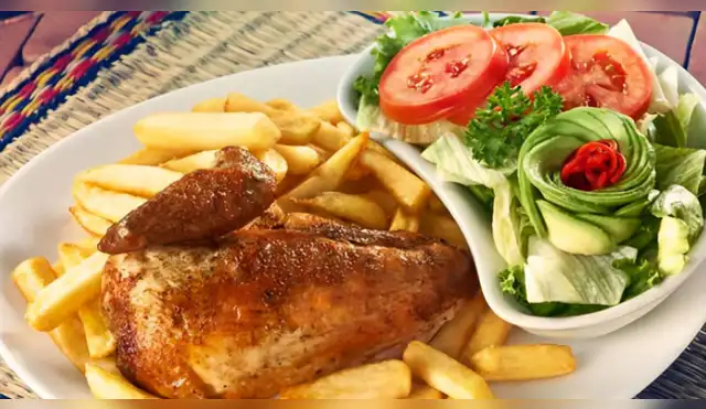 1/4 de pollo a la brasa más papas a S/4.90.