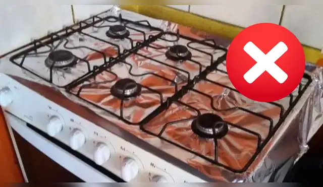 Cubrir la estufa con aluminio puede bloquear los quemadores y provocar fallas en la flama.