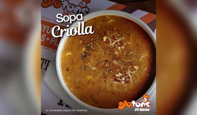 La sopa criolla de glotons no podía faltar en esta lista. ¡Provecho!   