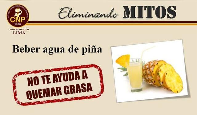 El Colegio de Nutricionistas del Perú también tuvo que desmentir noticias o mensajes falsos sobre el agua de piña.    