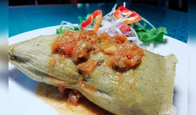 Tamalito verde con jugo de seco de cabrito, el más pedido de la carta de Peruco Rivera.   