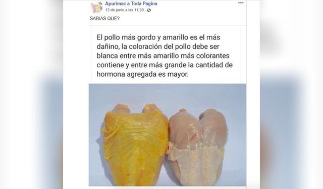Noticia falsa el pollo que se hizo viral en redes sociales; pero posteriormente desmentida.   