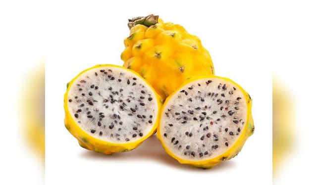 Pitahaya amarilla con pulpa blanca.   