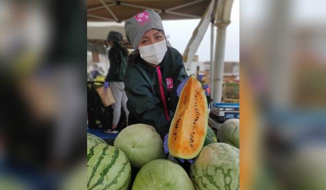 Variedad de sandía naranja en las Agroferias Campesinas.     