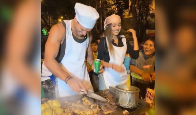 Patricio Parodi y Milenka Nolasco sorprenden a sus seguidores al aparecer vendiendo comida callejera en un reto gastronómico en El Agustino.   