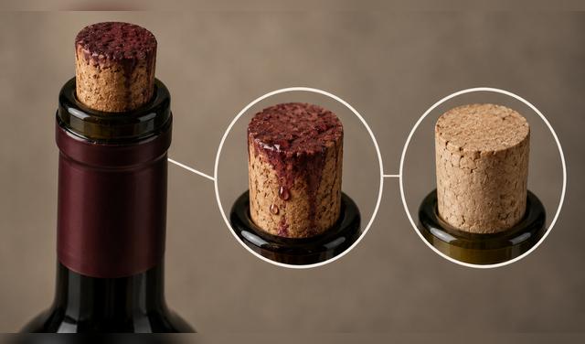Si el corcho está húmedo o manchado antes de abrir la botella, probablemente hubo una filtración que deterioró el vino. Foto: IA  