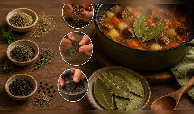 A diferencia de otras especias que se trituran para intensificar su sabor, el laurel seco debe usarse entero durante la cocción y retirarse antes de servir. Foto: IA  