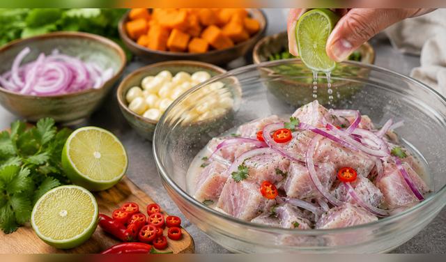 Las cevicherías tradicionales logran una textura cremosa licuando pescado fresco con chilcano, ají y limón. Foto: IA  