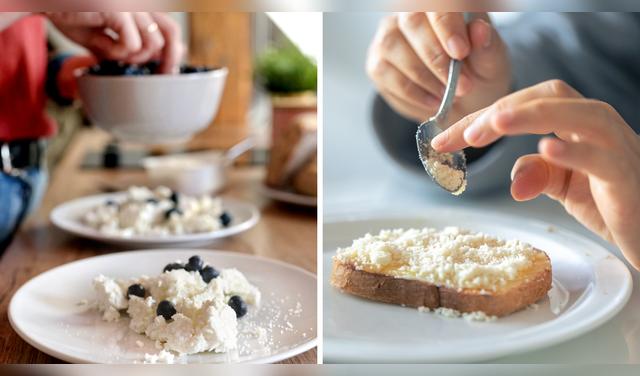 El queso cottage es una opción versátil para preparar recetas dulces y saladas, desde postres y panqueques hasta tostadas y salsas para pasta. Foto: Envato  