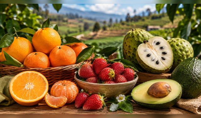 En agosto, frutas como naranja, mandarina, fresa, chirimoya y palta destacan por su frescura, disponibilidad y aporte nutricional. Foto: IA  