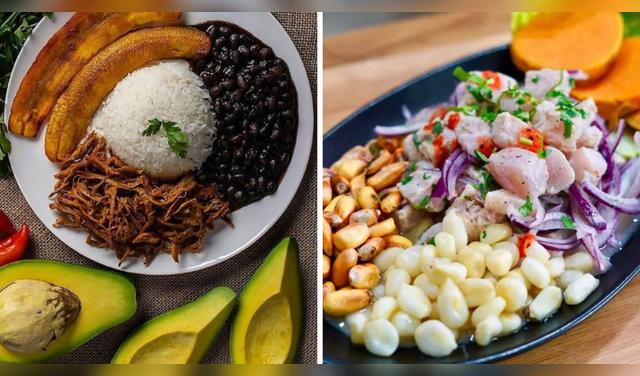Pabellón criollo y ceviche peruano.  