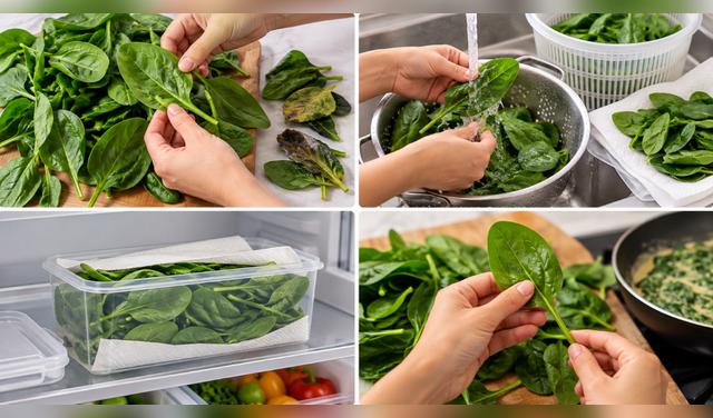Selecciona las hojas en buen estado, lávalas si es necesario, sécalas por completo y refrigéralas en un recipiente limpio para conservar su frescura por más tiempo. Foto: IA Selecciona las hojas en buen estado, lávalas si es necesario, sécalas por completo y refrigéralas en un recipiente limpio para conservar su frescura por más tiempo. Foto: IA