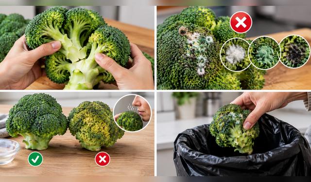 Revisa el brócoli antes de cocinarlo y desecha toda la pieza si presenta moho, mal olor o deterioro. Foto: IA   
