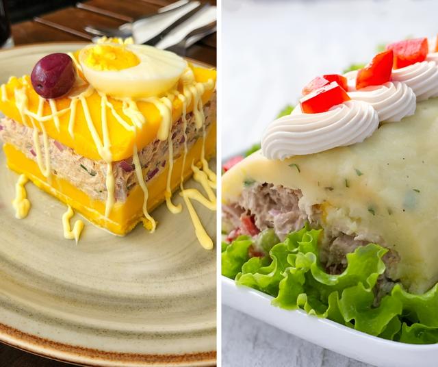 Causa limeña y rollo de atún.   