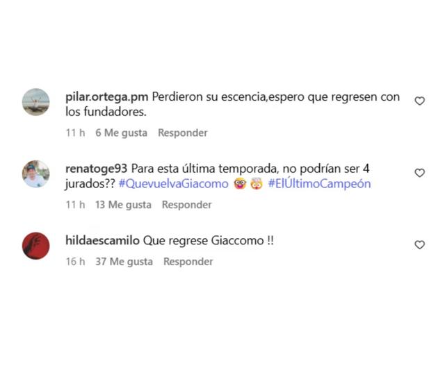 Comentarios de los seguidores de "El Gran Chef Famosos".   